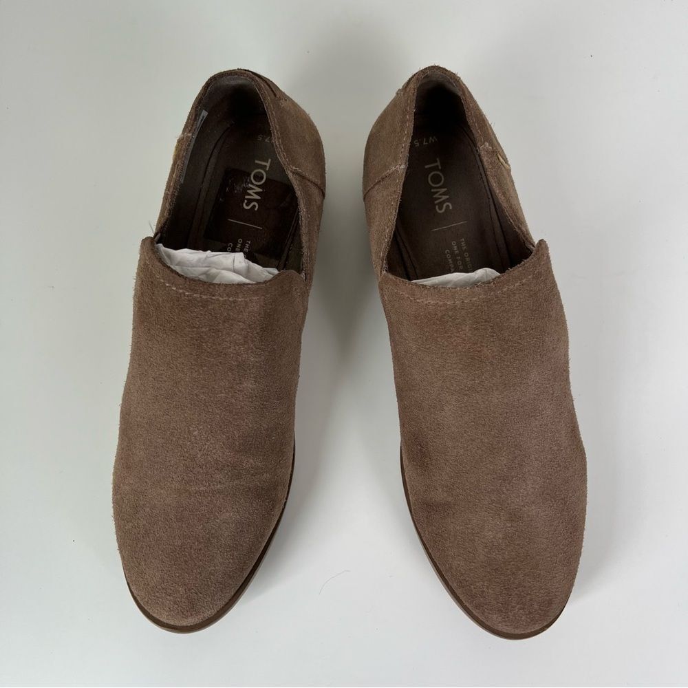 TOMS Suede Loafers Womens 7.5 Brown Slip On Flats Comfort Casual Minimalist